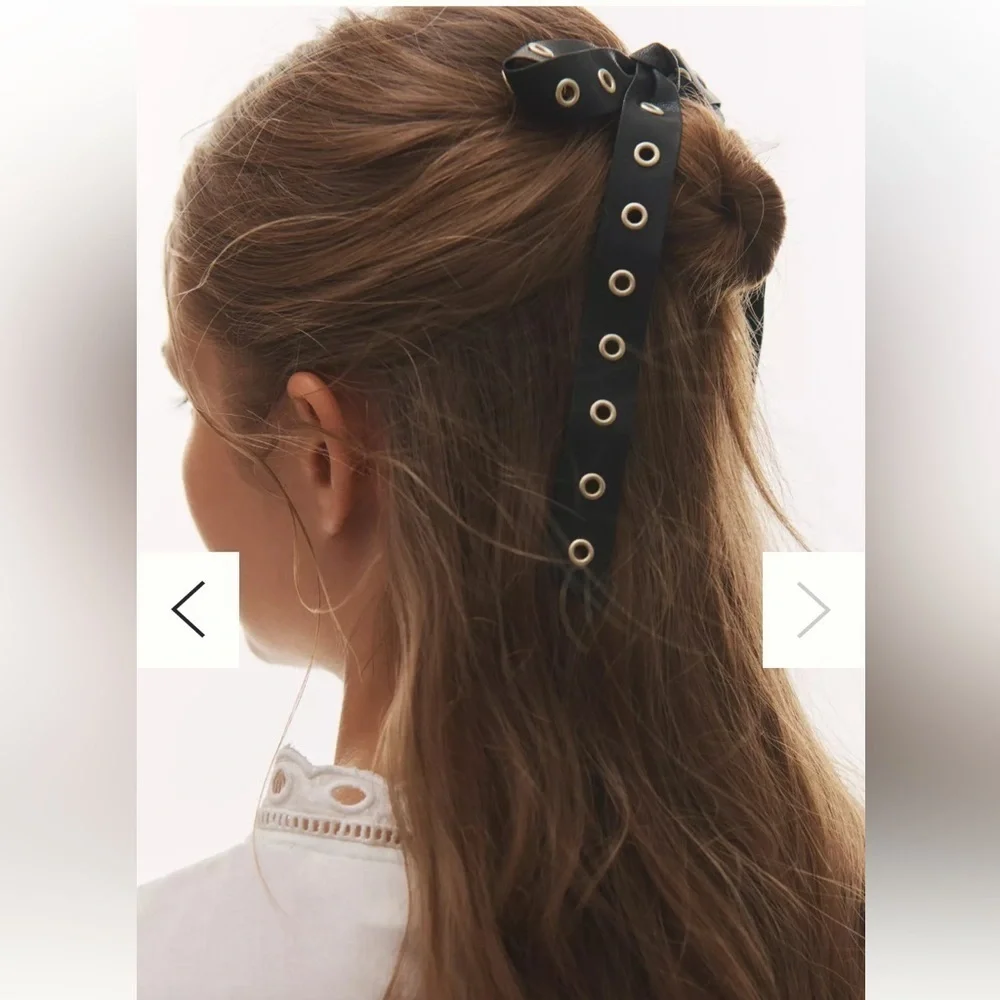 Anthropologie Faux Leather Grommet Bow clip NWT